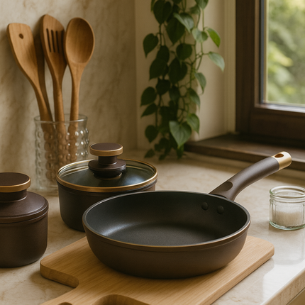 Conjunto Completo de 3 Ollas en Acero Inox Antideslizante con Mango de Madera